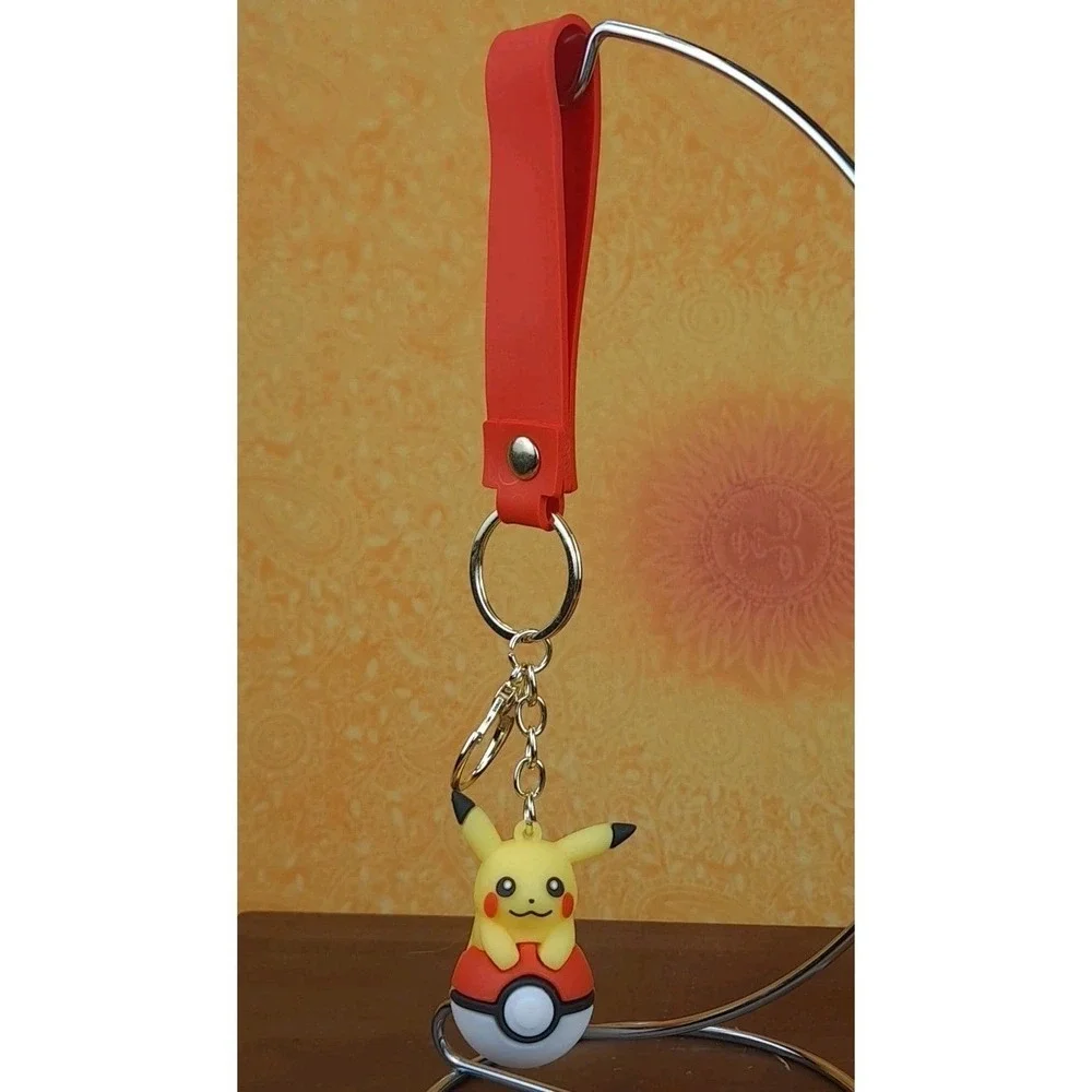 Pokemon Pokeball Keychain Pikachu Riding Pokeball 3D PVC